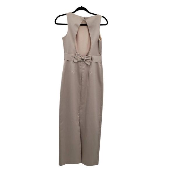 Vtg Laundry by Shelli Segal Dress Gown Sleeveless Peekaboo Bow Back Champagne 4 - Picture 6 of 11